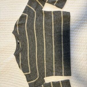 Gray and White Striped Sweater
